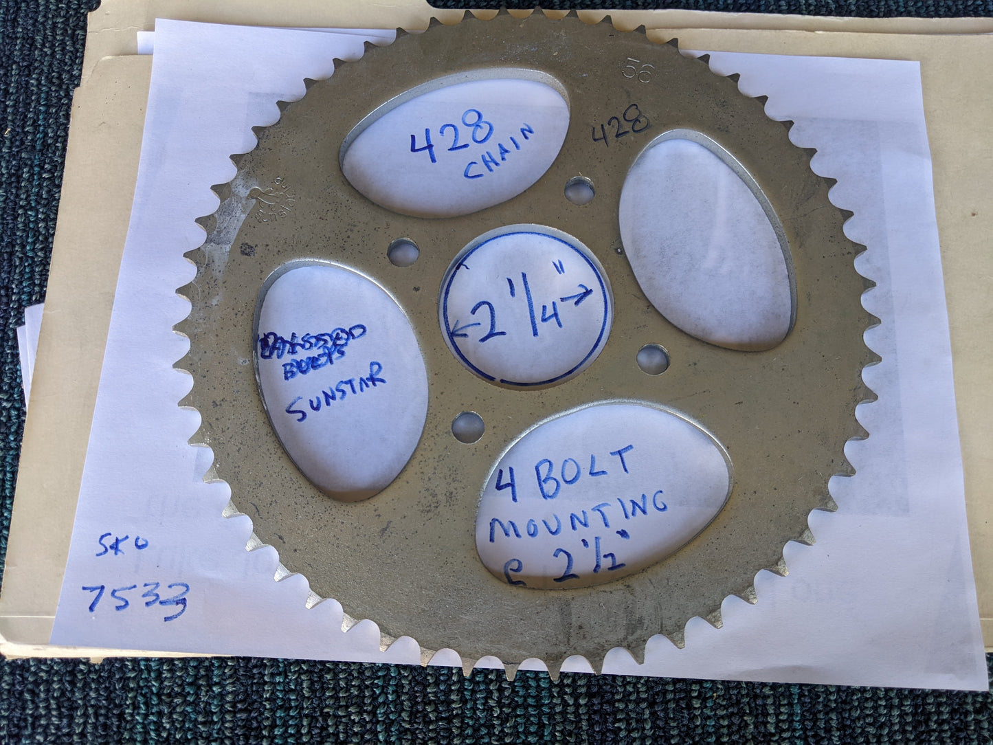 Honda NX125 1988-1990 Sunstar Brand Rear Sprocket sku 7533