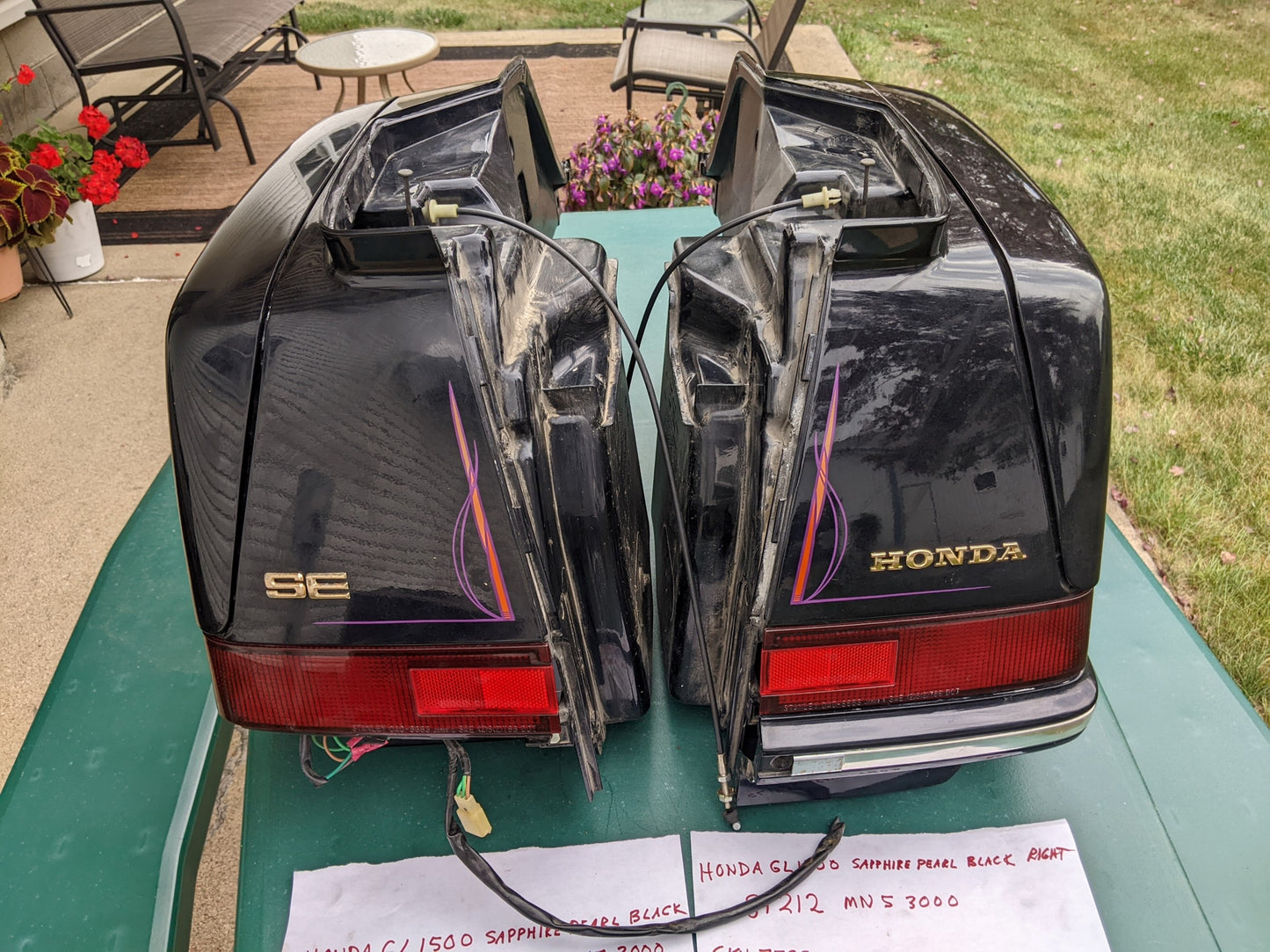 Honda GL1500SE Aspencade Rear Luggage Carriers Left/Right Pair Sapphire Pearl Black  sku 7583