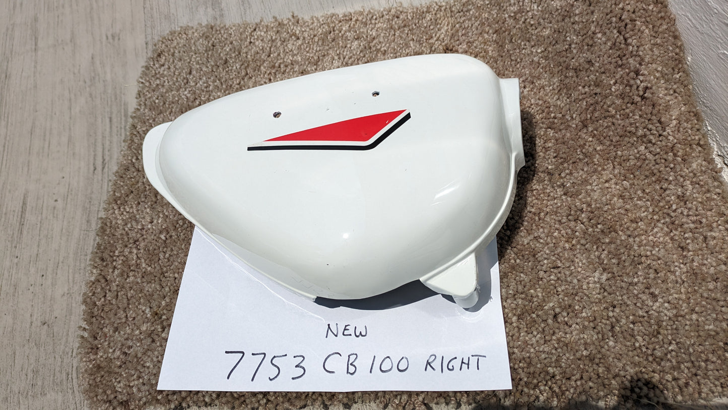 Honda CB100 new  right sidecover  white right sku 7753
