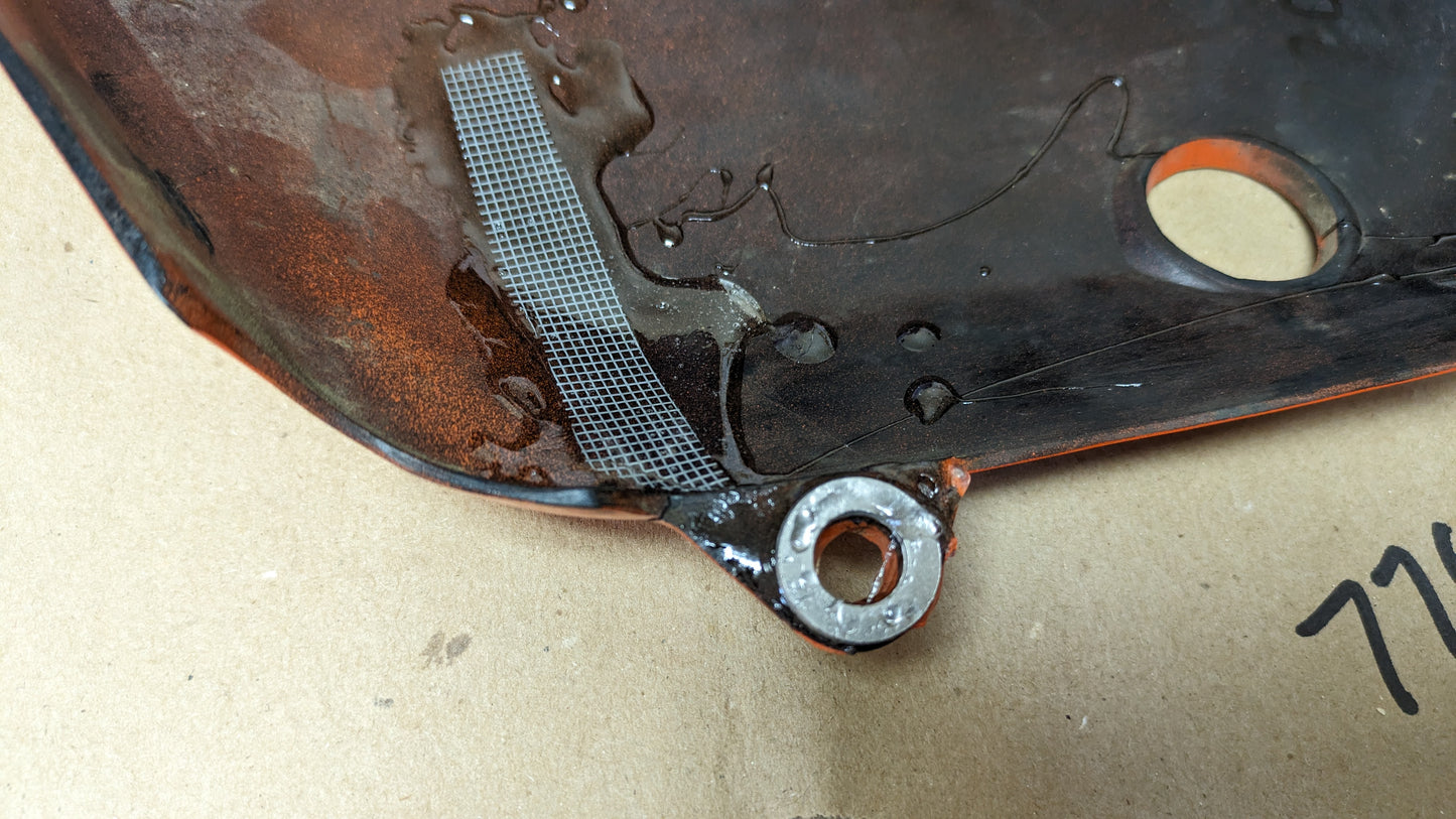 Suzuki 1972 TS50 gaucho strip orange sidecover pair sku 7765