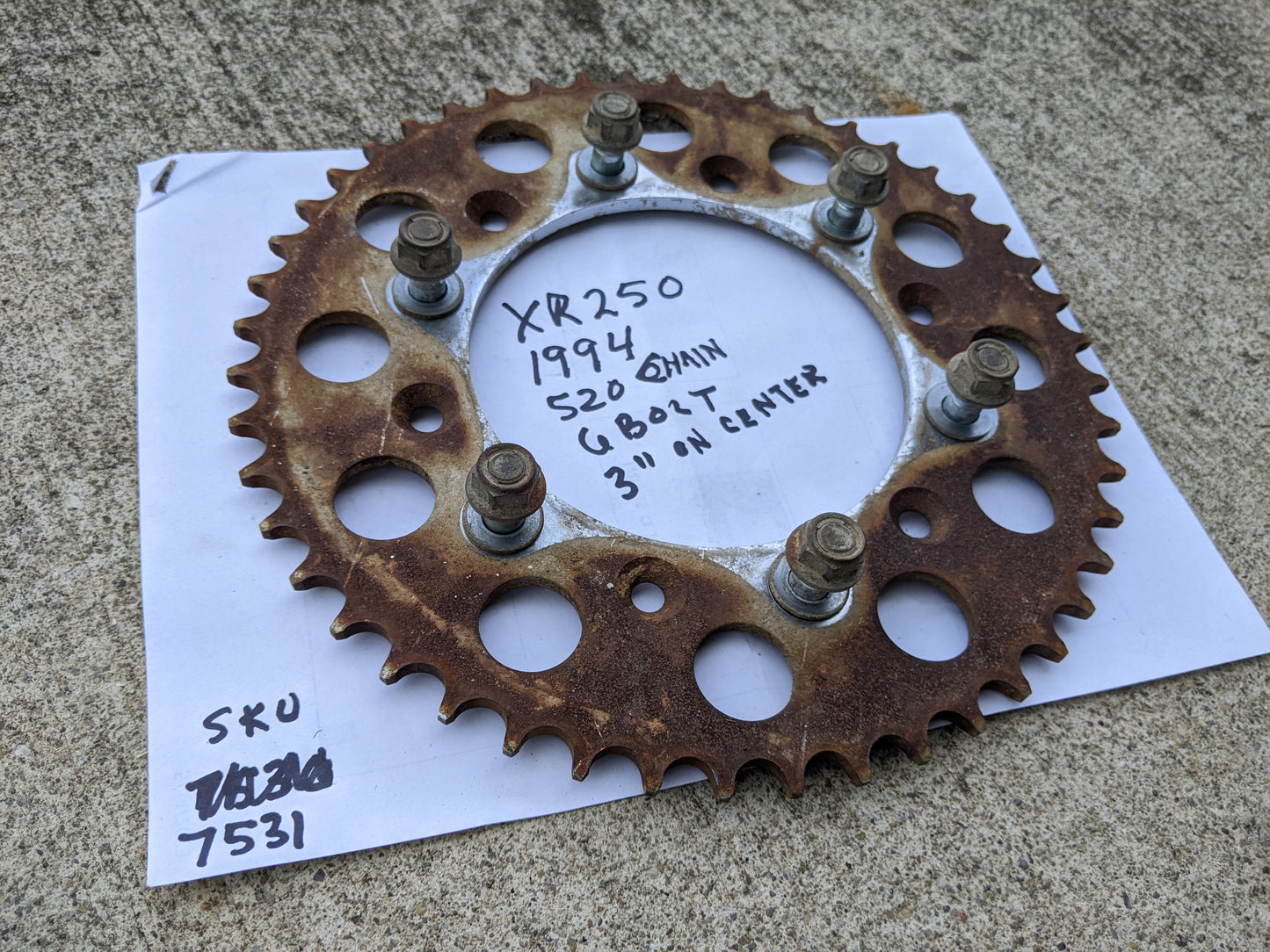 Honda XR250 1994 OEM Rear Sprocket sku 7531