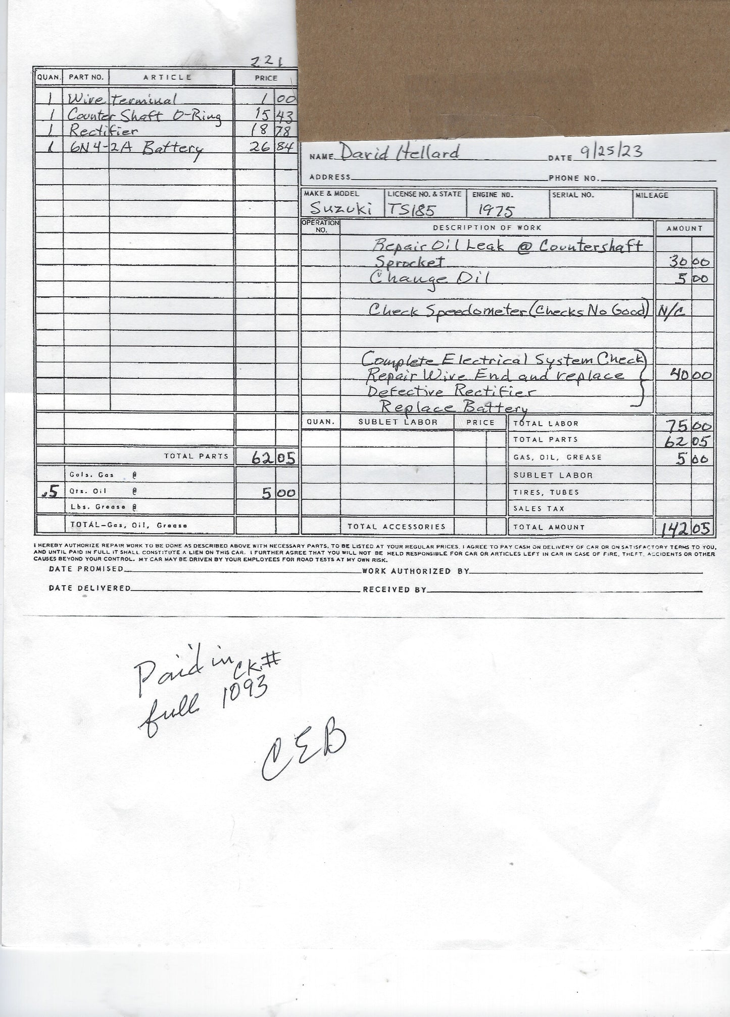 Suzuki TS185 1975 Orange my sku 8000 SOLD