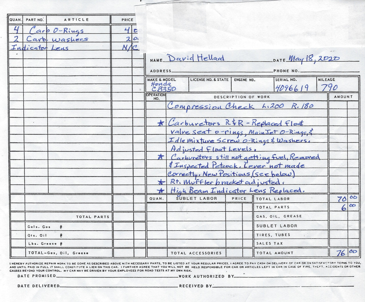 Sold Honda CB350 1973