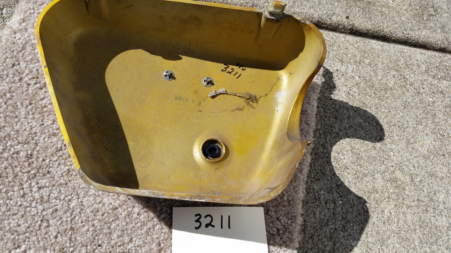 Honda CB350K2 1970 left gold sidecover with white badge 3211