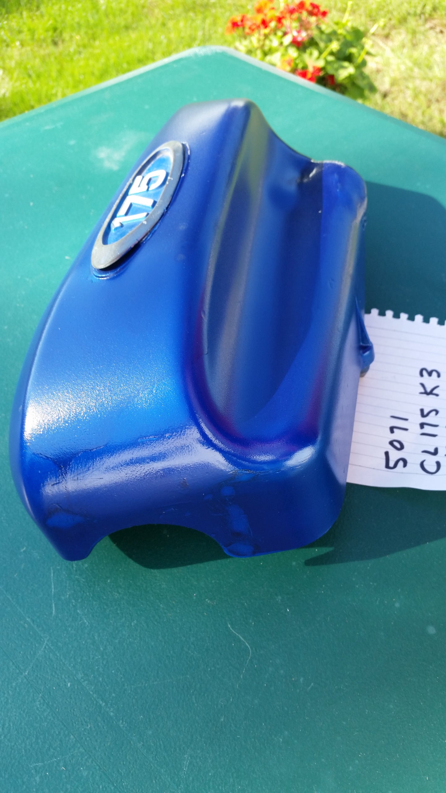 Honda CL175K3 sidecover left blue with badge sku 5071