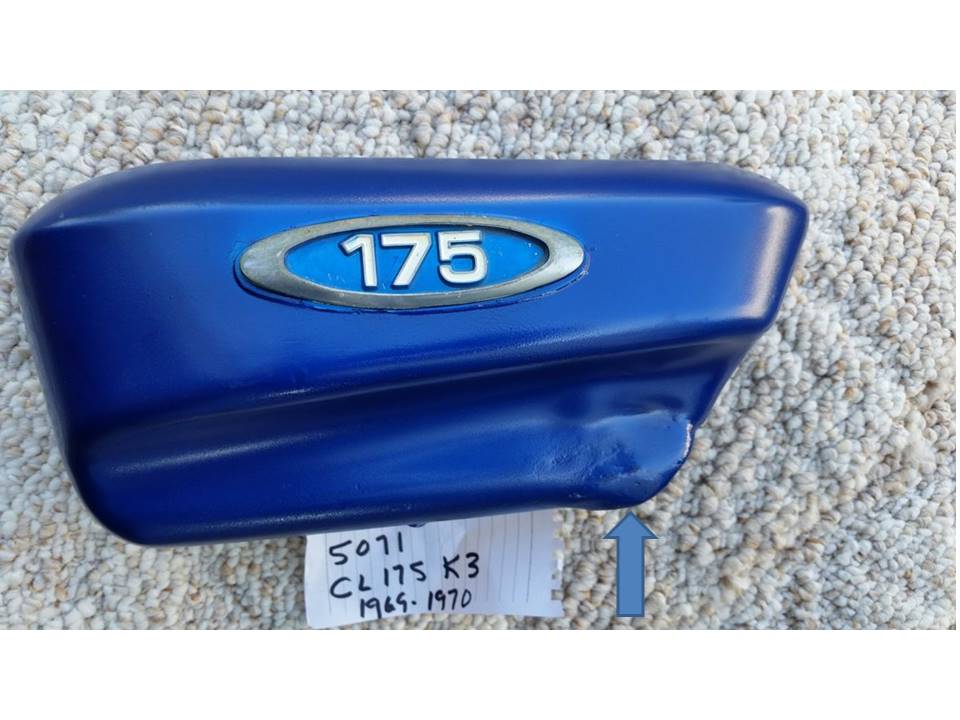 Honda CL175K3 sidecover left blue with badge sku 5071