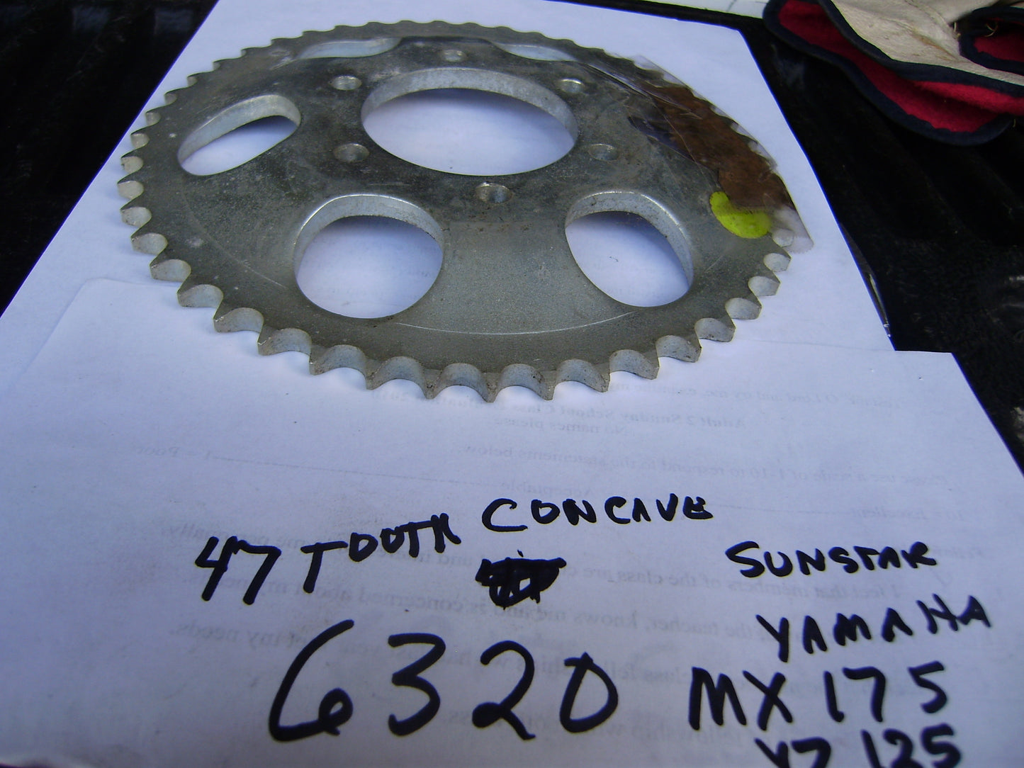 Yamaha YZ125 MX175 NOS 47T 428 chain 6 bolt Rear Sprocket sku 6320