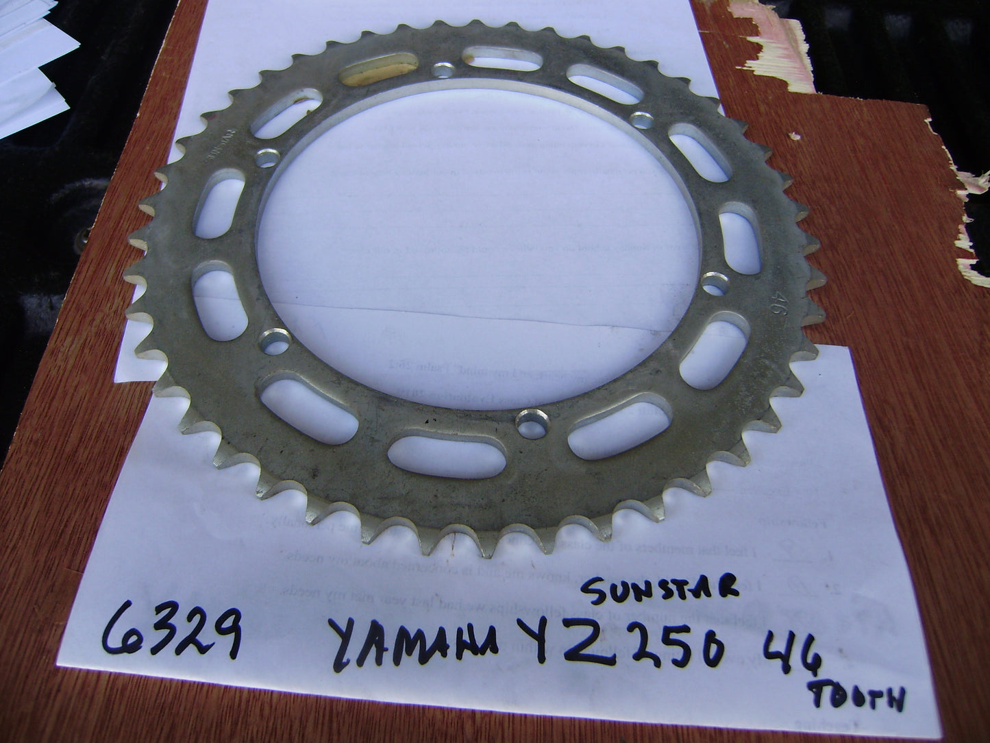 Yamaha YZ250 YZ360 Sunstar 46T 520 chain 6 bolt pattern Rear Sprocket sku 6329