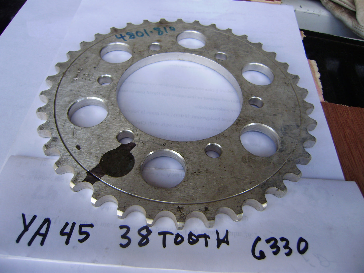Yamaha NOS YA-45 38T 530 chain 4 Bolt Tooth Rear Sprocket sku 6330
