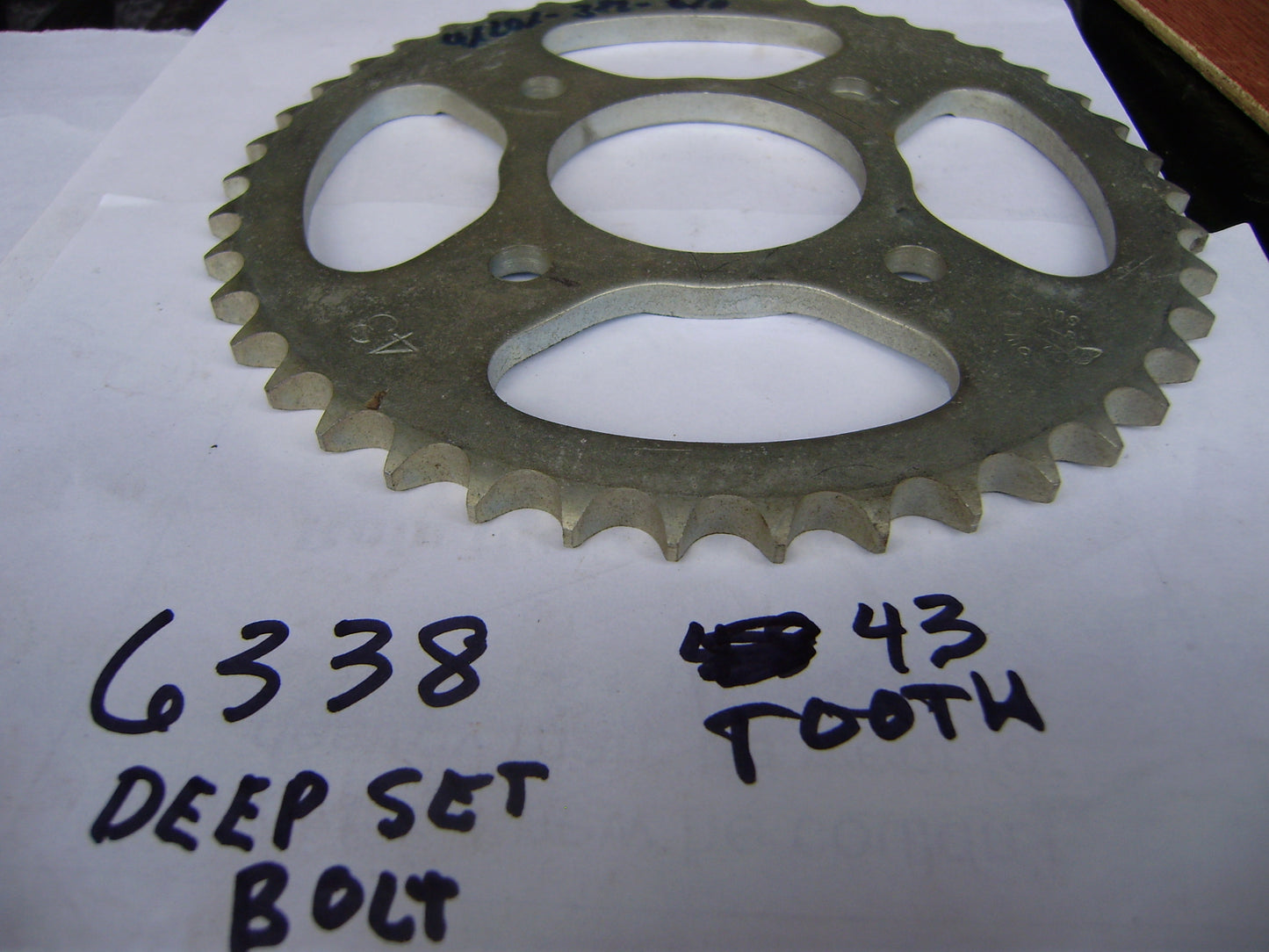 Honda XL125 NOS 43T 428 chain 4 bolt Rear Sprocket sku 6338