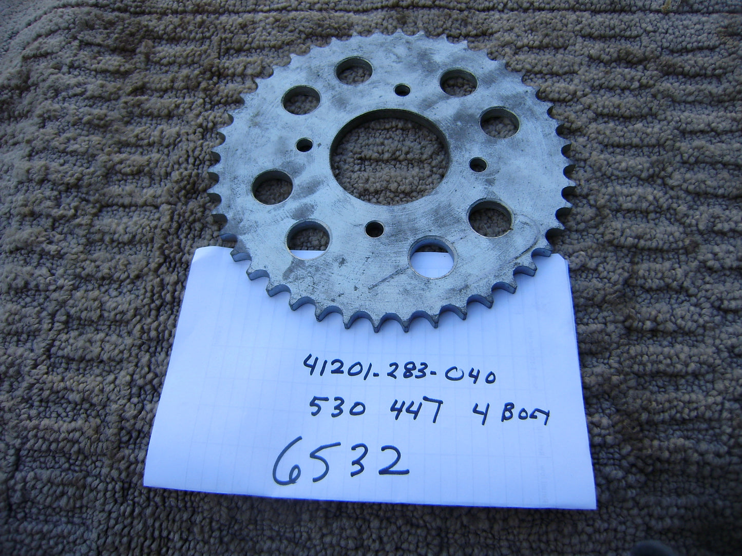 Honda CB450 K0Rear Sprocket 44T 530 chain 4 bolt 41201-283-040 sku 6532