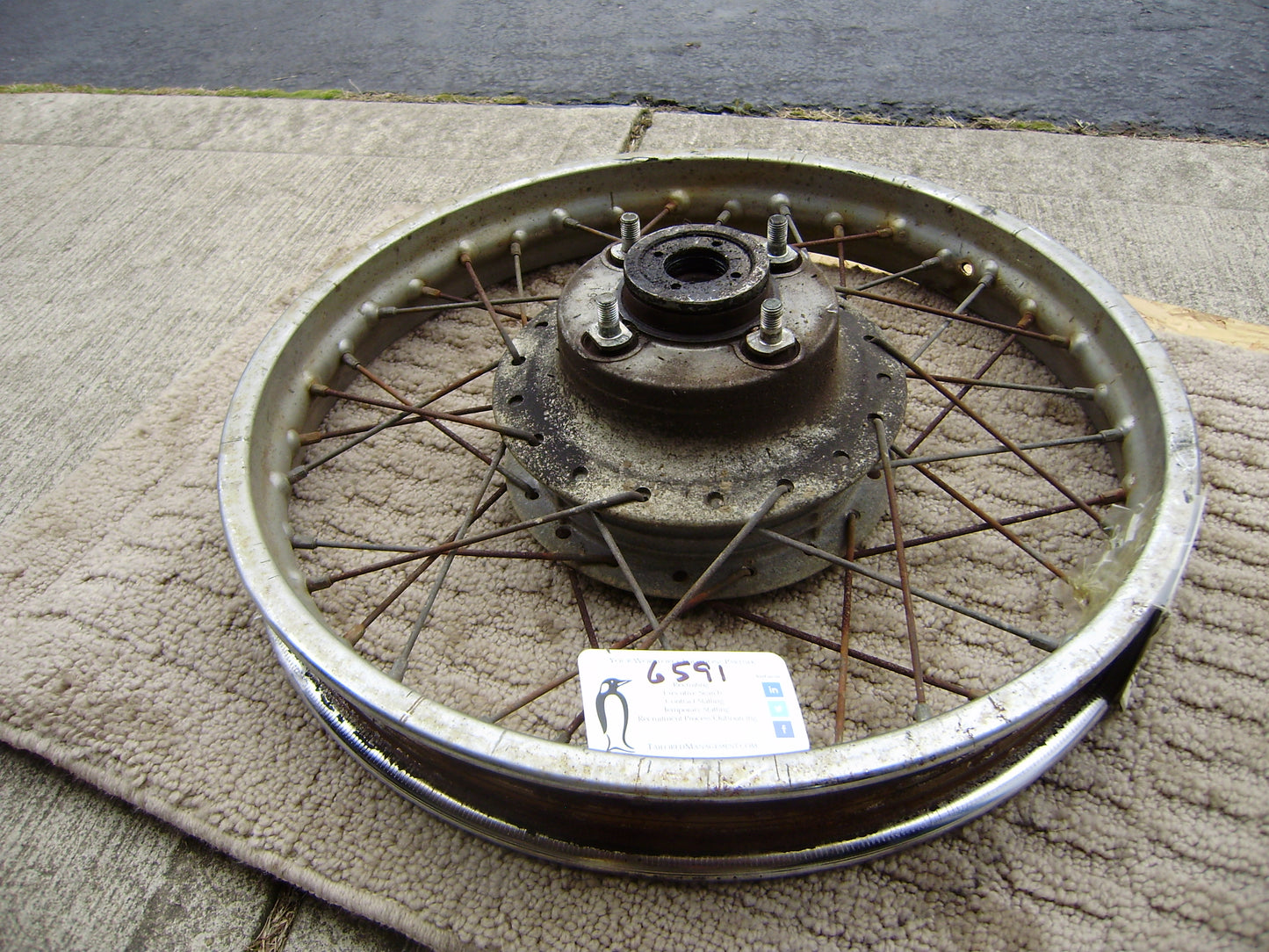 Honda 1976 CB360, CB350 Four, CB400F  Rear Wheel  sku 6591