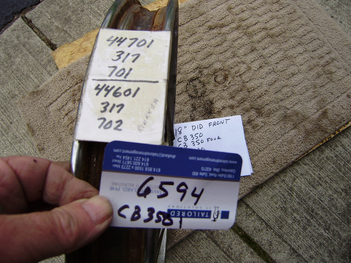 Honda CB350 CB360 CB400 1.60 X 18 DID Brand Honda part 44701-317-701  my sku 6594
