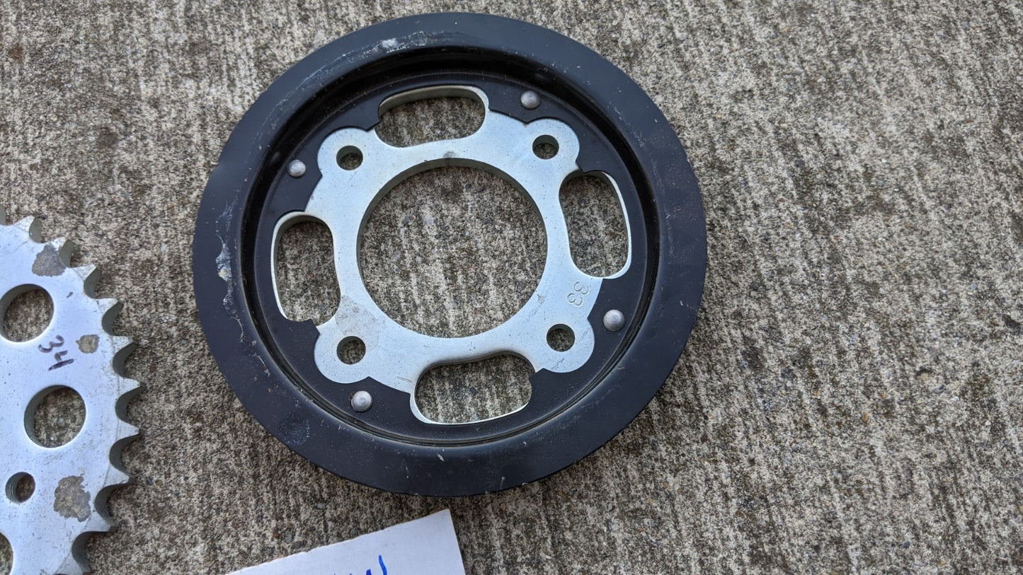 Motorcycle sprockets NOS New 530 chain, one 33T one 34T 4 Bolt sku 7191