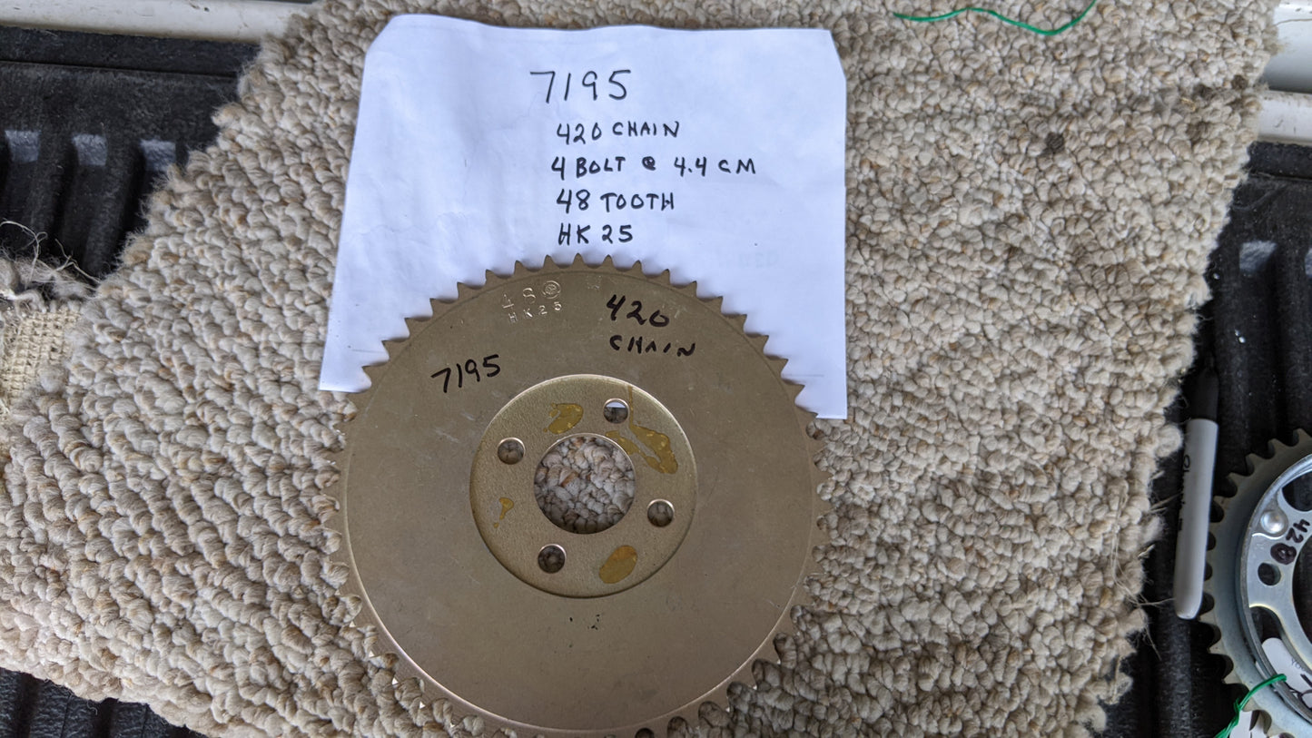 Motorcycle rear sprocket 48T 420 4 bolt pattern chain sku 7195