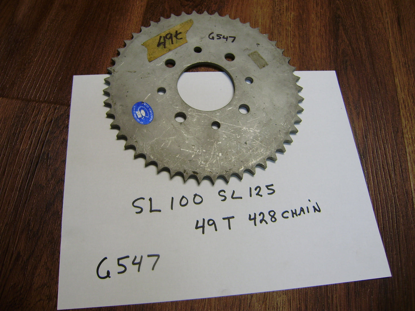 Honda  Rear Sprocket XL100 XL125 49T 428 chain 4 bolt pattern my  sku 6547