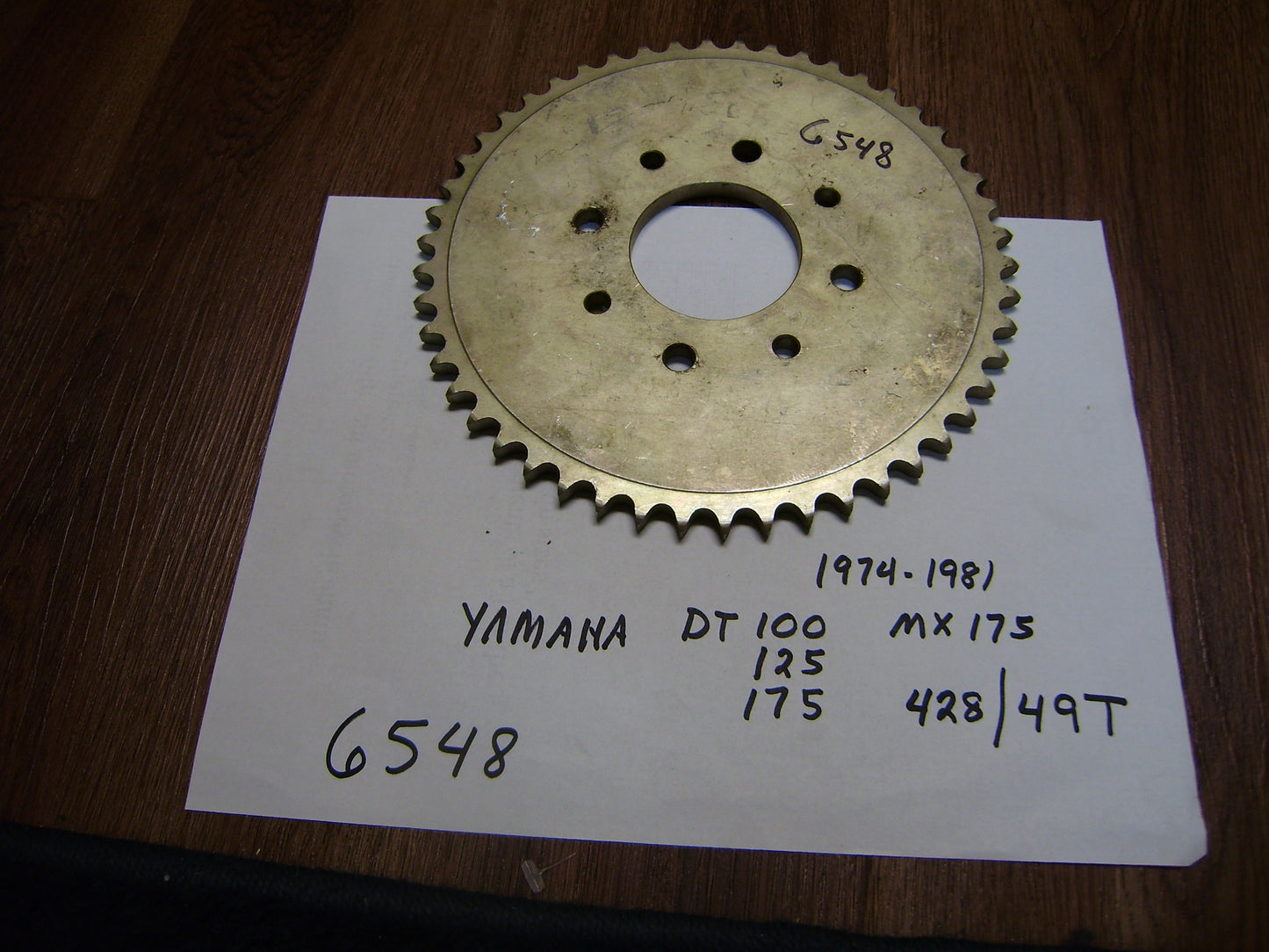 Yamaha Rear Sprocket DT100 DT125 DT175 MX175 49T 428 chain 4 bolt pattern sku 6548