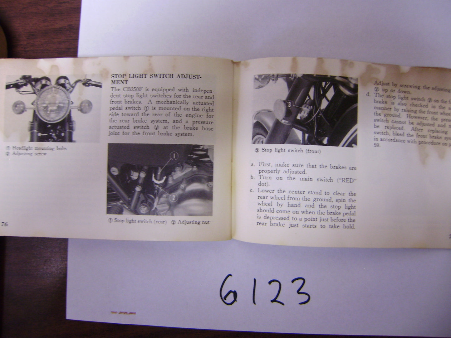 Honda CB350F Manual sku 6123