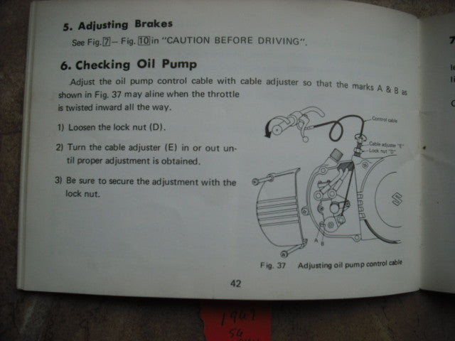 Sold by Invoice 8/7/15 $55.00 Suzuki T125 Stinger 1969 Owners Manual
