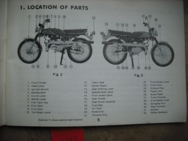 Sold by Invoice 8/7/15 $55.00 Suzuki T125 Stinger 1969 Owners Manual