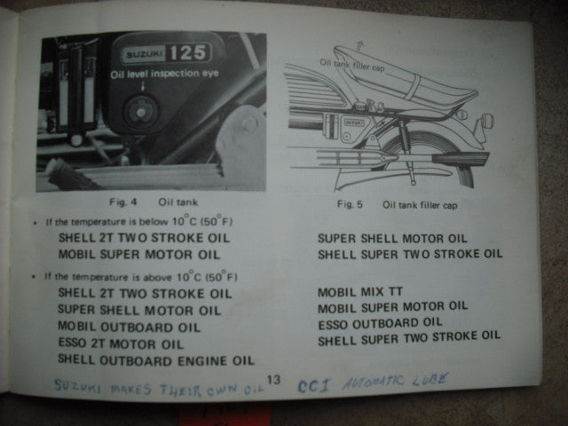 Sold by Invoice 8/7/15 $55.00 Suzuki T125 Stinger 1969 Owners Manual