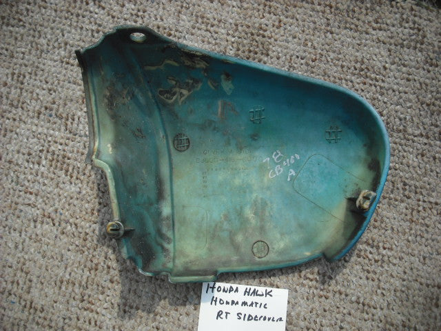 Honda CB400A Hondamatic Right Candy Sapphire Blue Sidecover 83600-413-0000 sku 3345