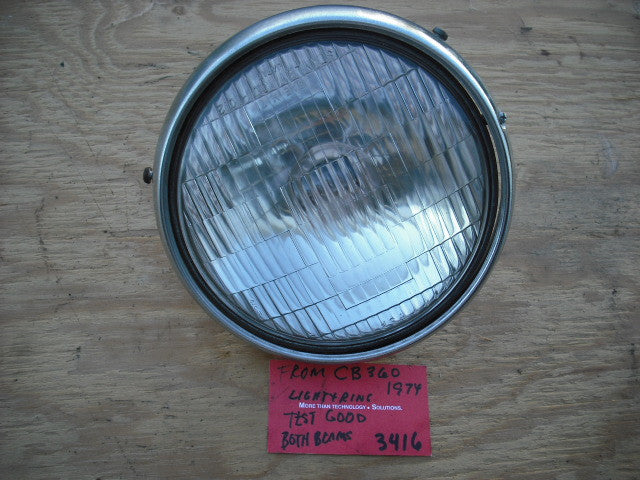 Honda CB360 CL360 Headlight with Chrome Ring Tested Good  3416