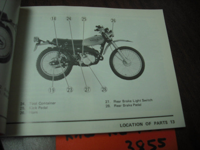 Kawasaki KE125A6 Owners manual 1978 part 9920-1044-01 sku 3855