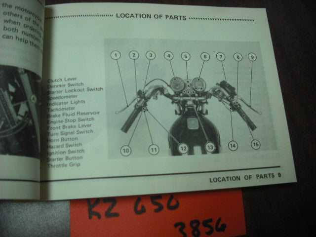 Kawasaki KZ650CSR NOS owners manual 1980 part 99920-1108-02 sku 3856