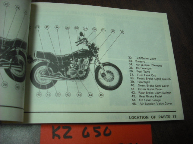 Kawasaki KZ650CSR NOS owners manual 1980 part 99920-1108-02 sku 3856