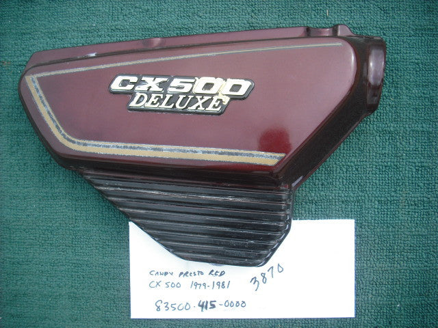 Honda CX500 Sidecover Right Candy Presto Red  83500-415-0000 sku 3870