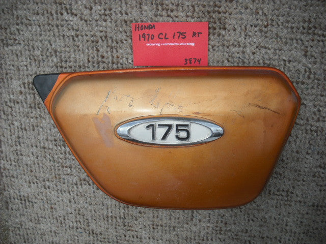 Honda CL175 1970 rt sidecover candy topaz orange with badge