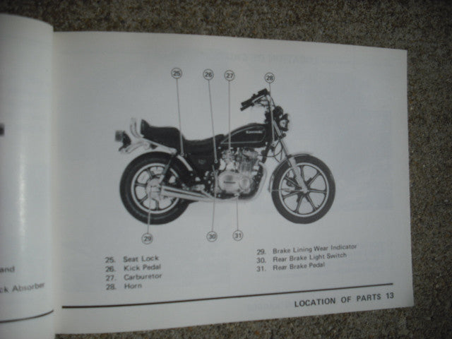 Kawasaki KZ400 LTD Owners Manual 99920-1062-01 sku 3904