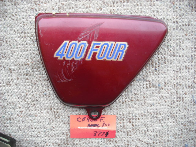 Honda CB400 Four CB400F red left sidecover 83700-377-000ZP  sku 3771