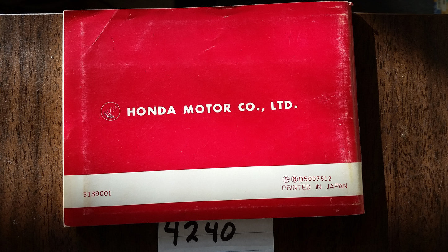 Honda CB550 Four Owners Manual NOS New 4240