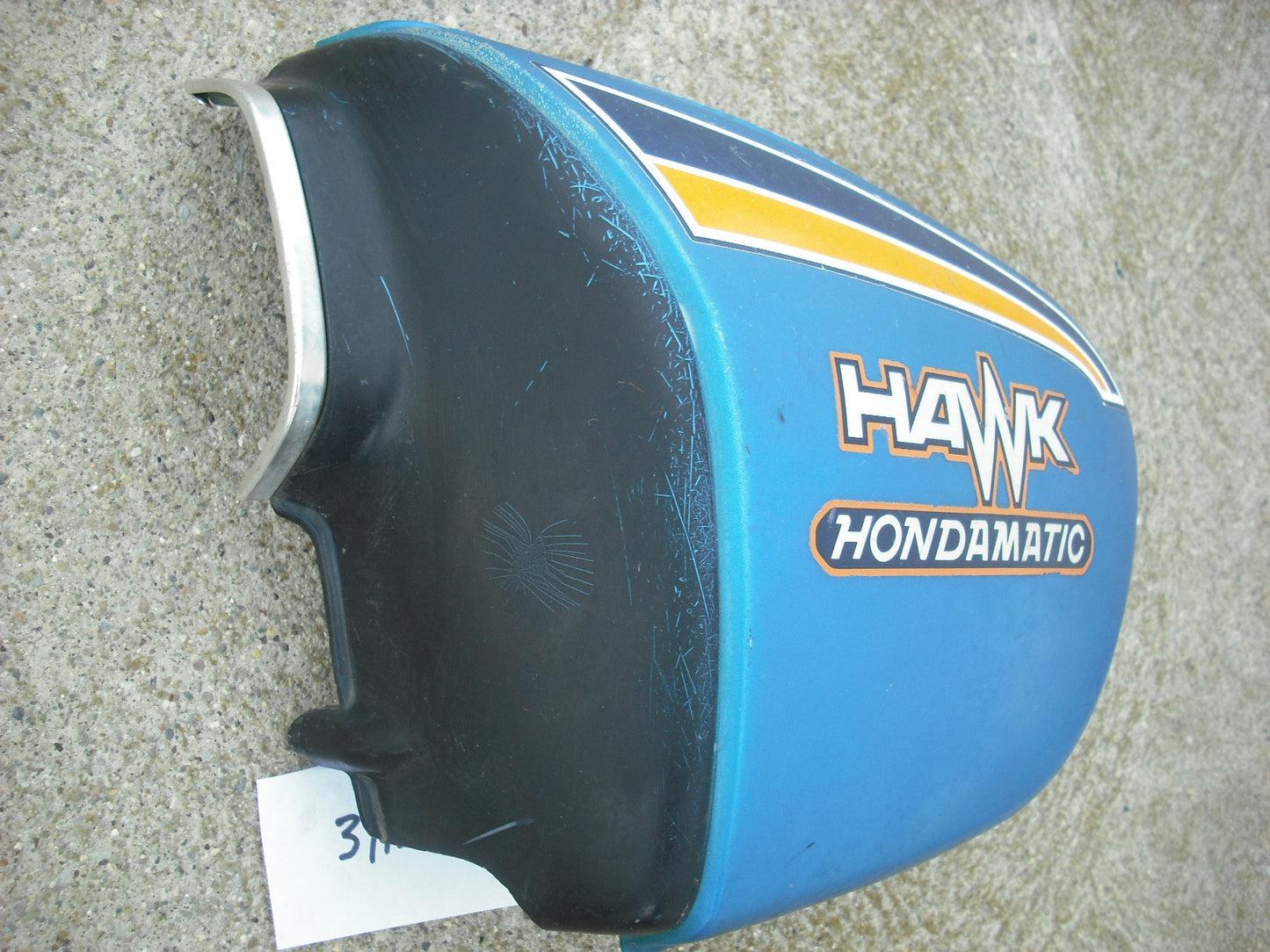 Honda CB400A Hawk Hondamatic Candy Sapphire Blue Left Sidecover 83700-413-000 sku 1893
