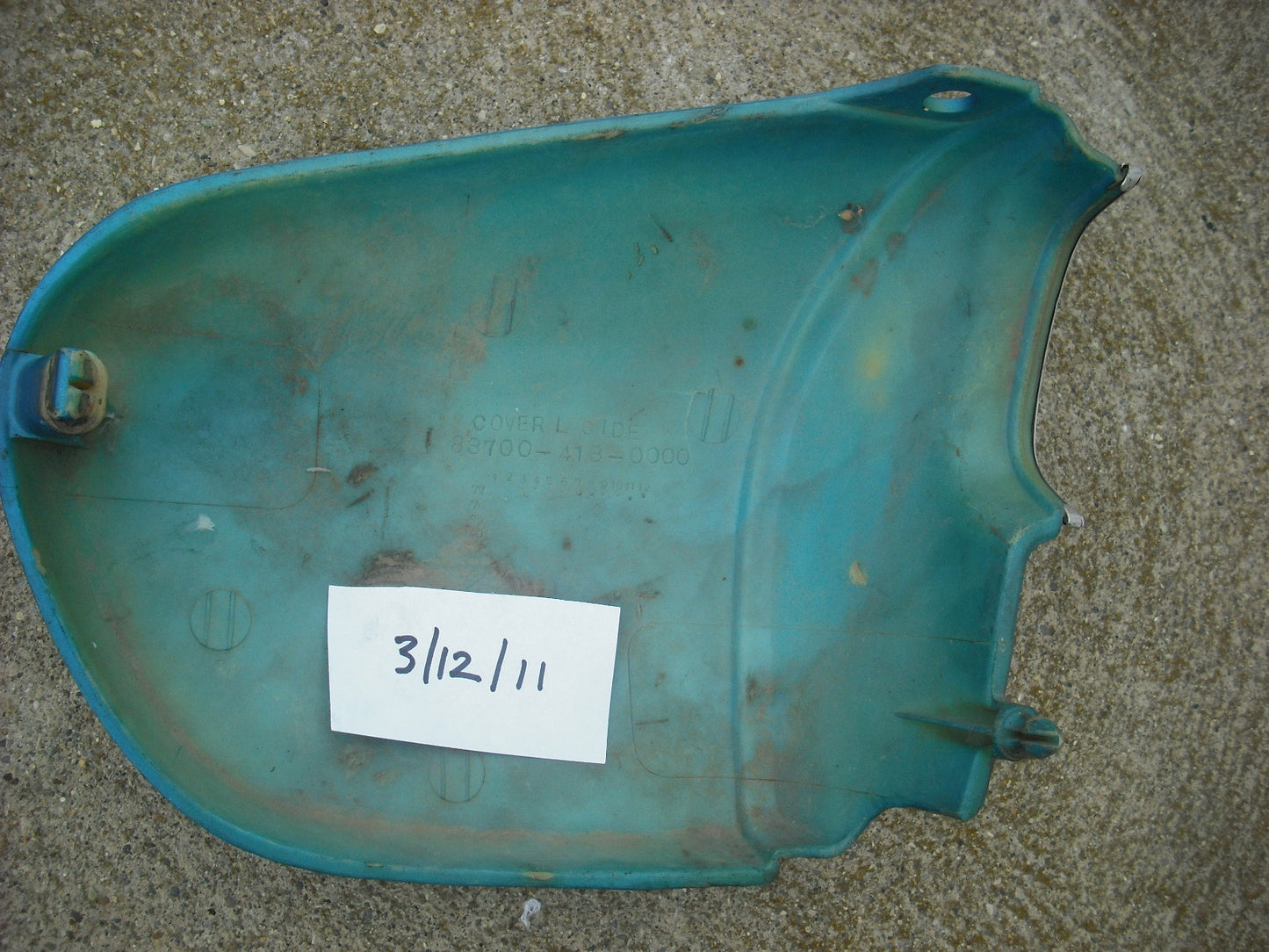 Honda CB400A Hawk Hondamatic Candy Sapphire Blue Left Sidecover 83700-413-000 sku 1893