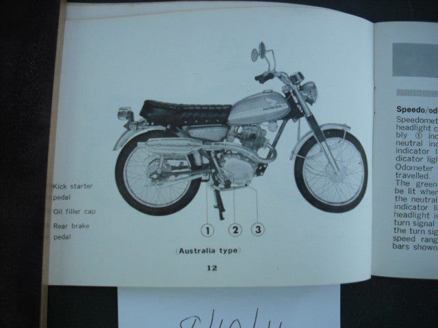 Honda CL100K1  Honda CL100SK1 Manual  USA Australian Models 1971 sku 1978