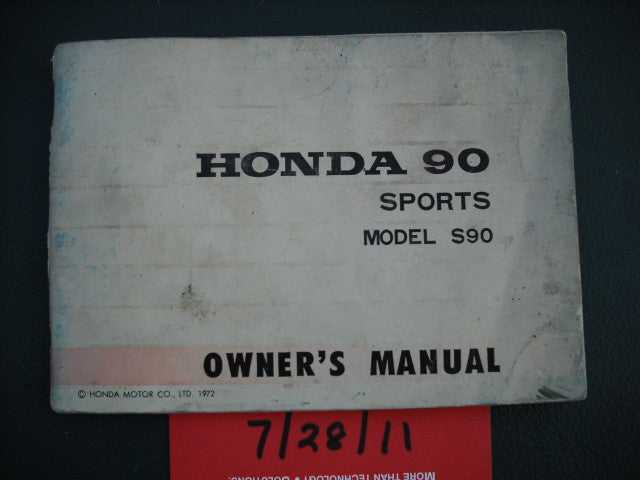 Honda Super 90 Owners Manual Non US Manual sku 1954