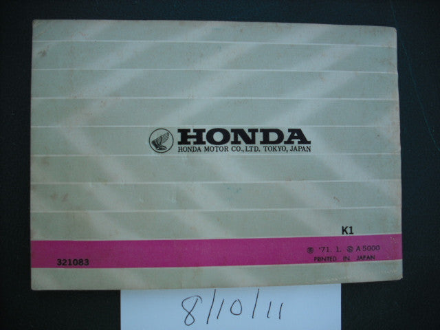 Honda CL100K1  Honda CL100SK1 Manual  USA Australian Models 1971 sku 1978