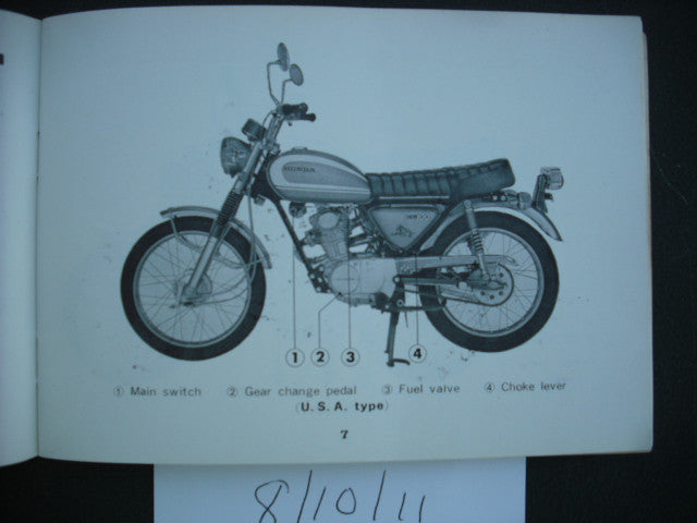 Honda CL100K1  Honda CL100SK1 Manual  USA Australian Models 1971 sku 1978
