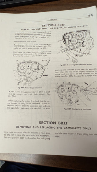 Triumph OEM Workshop Manual  350/500 unit construction twins sku 8358