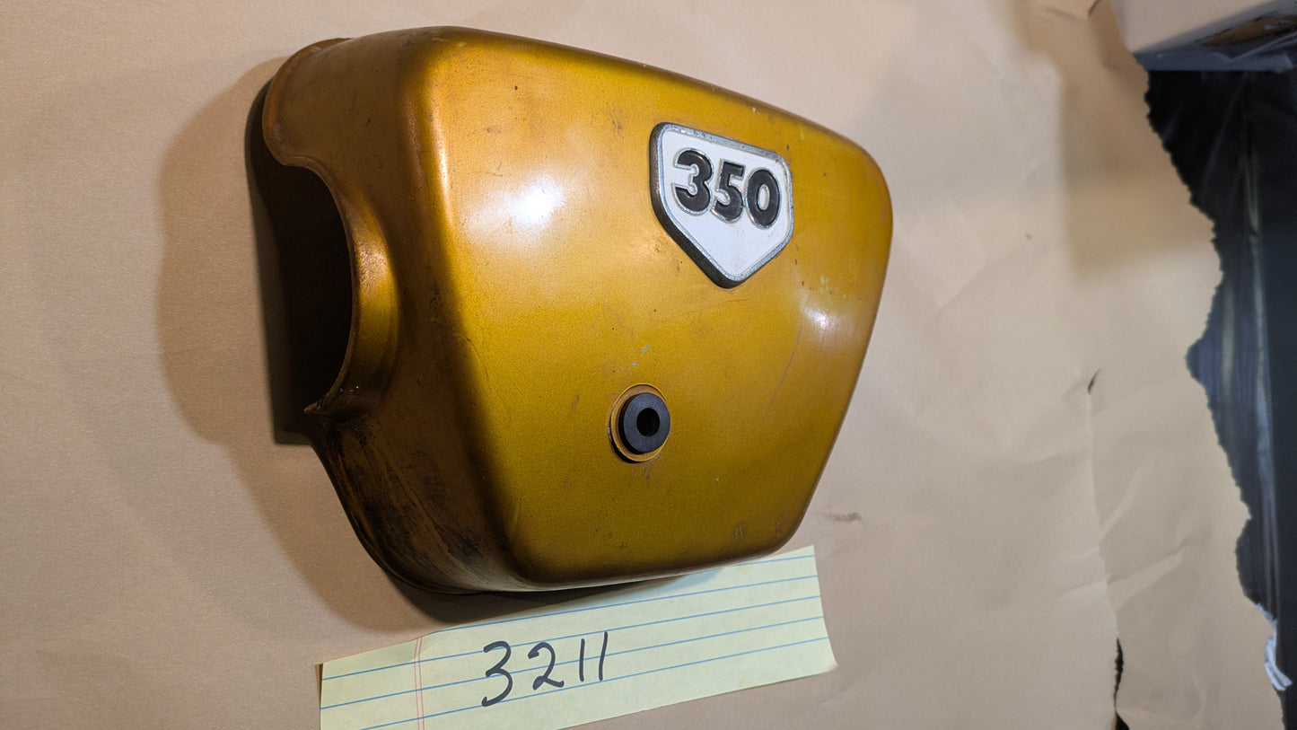 Honda CB350K2 1970 left  gold sidecover with white badge sku 3211