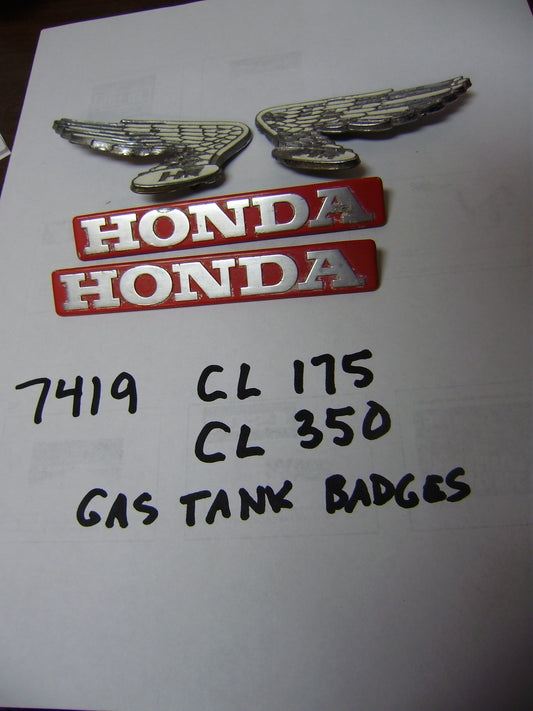 Honda CL175 CL350 Gas Tank Badges Wings  Set sku 7419