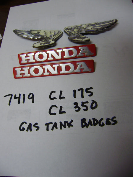 Honda CL175 CL350 Gas Tank Badges Wings  Set sku 7419
