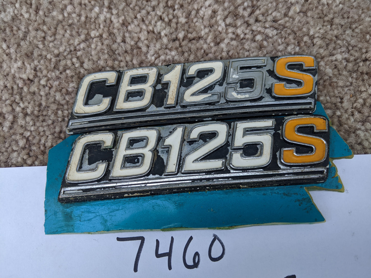 Honda CB125S 1975 badge pair sku 7460