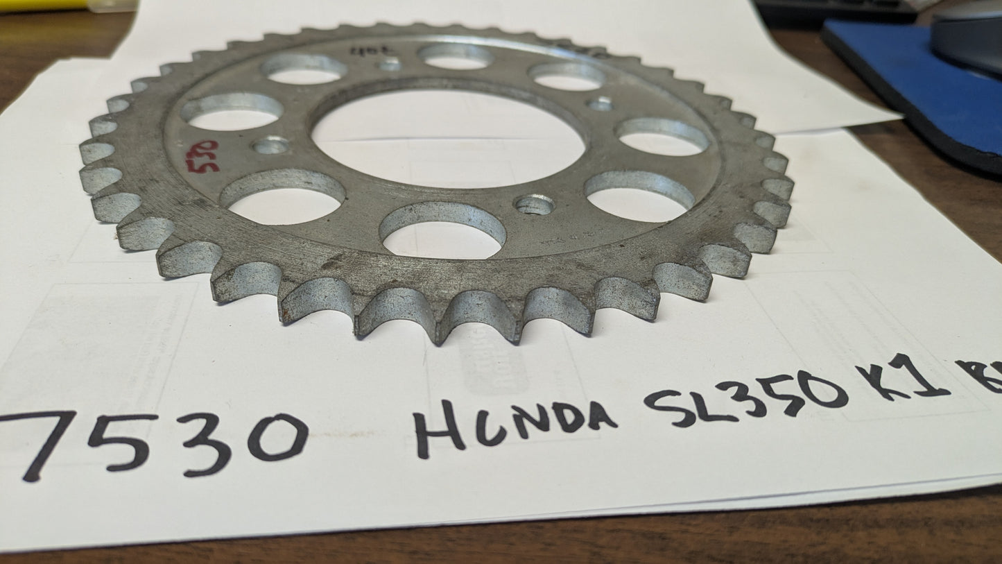 Honda Rear Sprocket 530 chain 40T 4 bolt 1970 Honda  SL 350K1  Honda part 41201-340-000  my sku 7530
