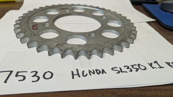 Honda Rear Sprocket 530 chain 40T 4 bolt 1970 Honda  SL 350K1  Honda part 41201-340-000  my sku 7530