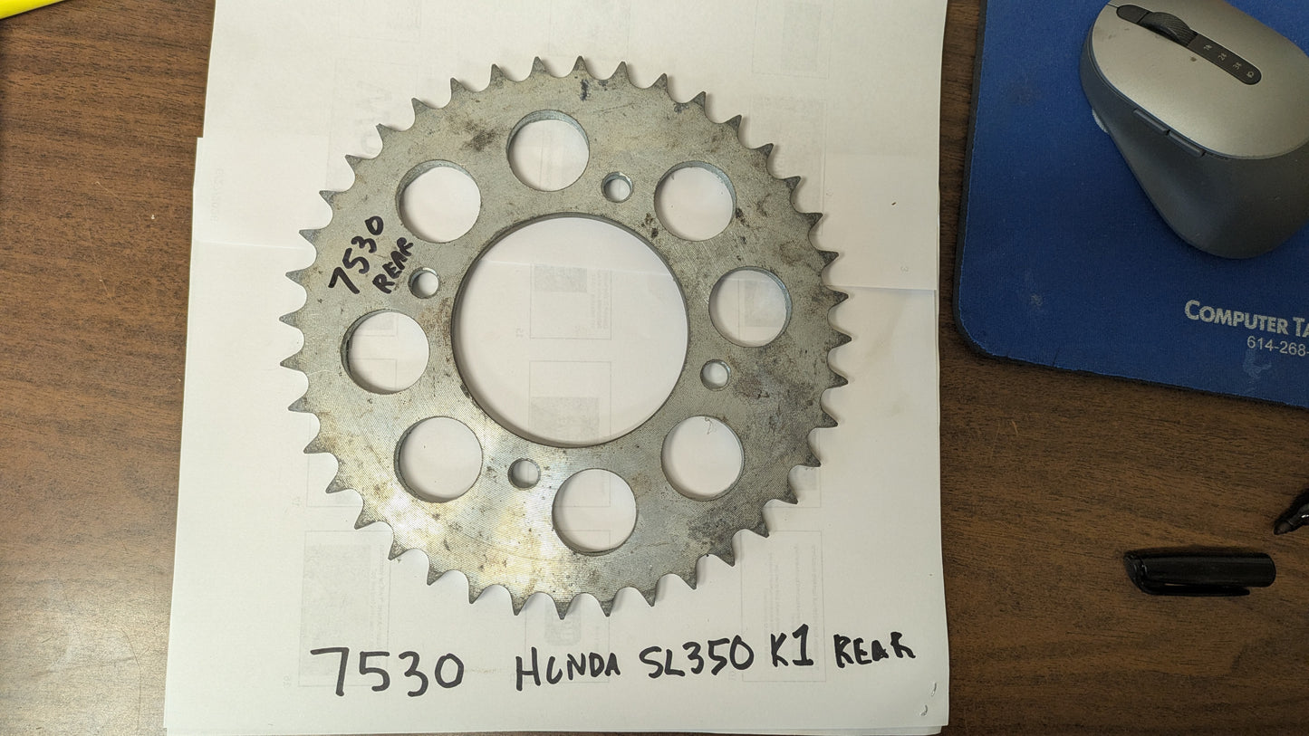 Honda Rear Sprocket 530 chain 40T 4 bolt 1970 Honda  SL 350K1  Honda part 41201-340-000  my sku 7530