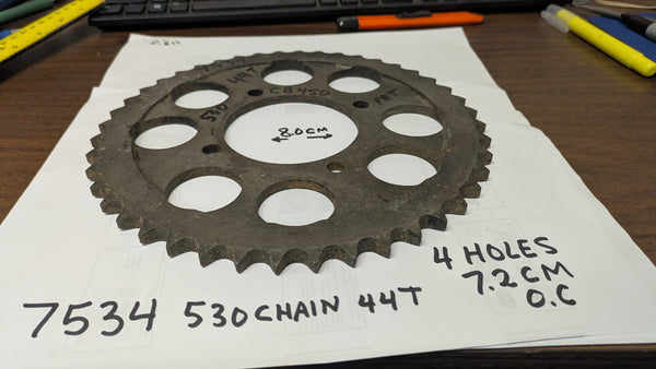 Rear Sprocket Honda 1970-1974 Honda CB450  530 chain 44T 4 Bolt sku 7534